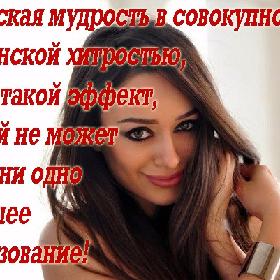Женская мудрость в совокупности с женской хитростью, дает такой эффект, какой не может дать ни одно высшее образование!