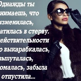 Однажды ты понимаешь, что изменилась, превратилась в стерву. Но в действительности просто выкарабкалась, выпуталась, не сломалась, забыла и отпустила...