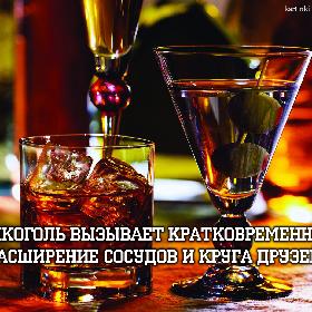 Алкоголь вызывает кратковременное расширение сосудов и круга друзей.