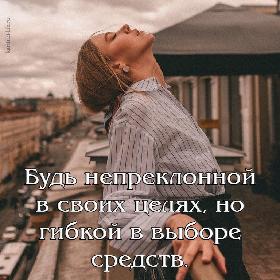 Будь непреклонной в своих целях, но гибкой в выборе средств.
